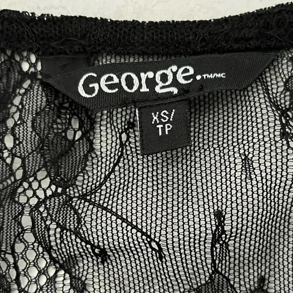 🎖HOST PICK🎖 George/ Black lace blouse/Long sleeve/ Sheer/ Size US XS - Picture 5 of 10